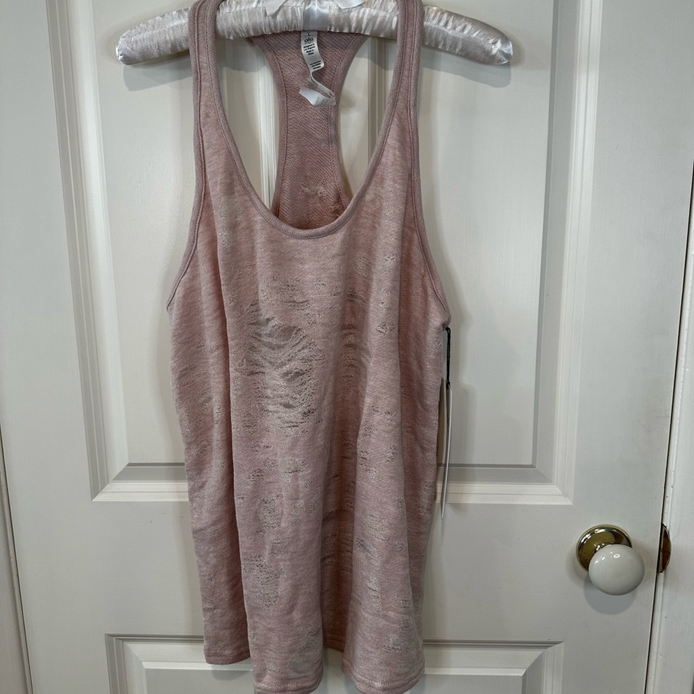 ALO Yoga Light Pink Distressed Tank Top